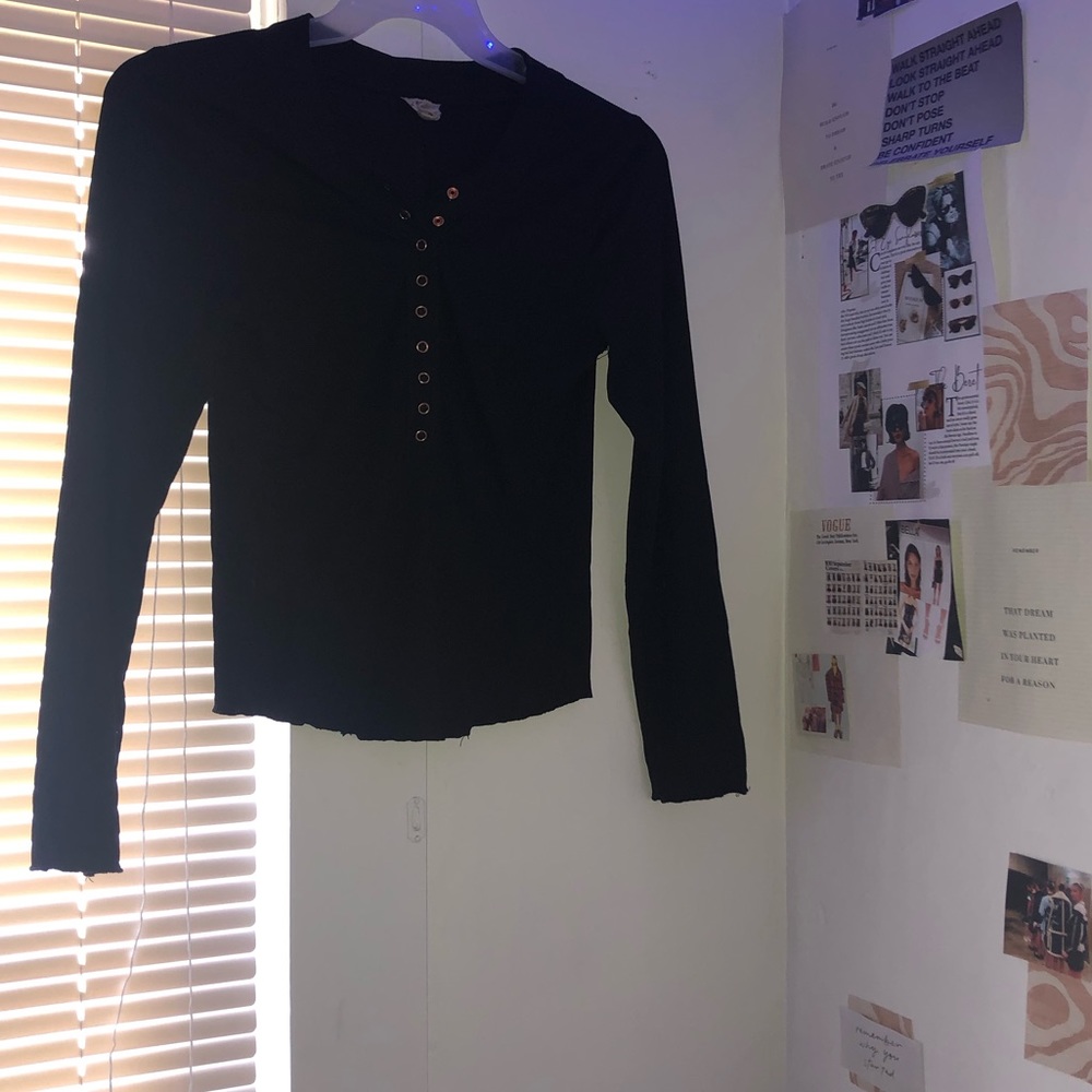 black snap-button up long sleeve